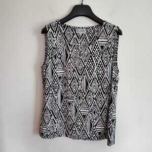 Ladies Petite SZ PL JM Collection Black/White Sleeveless Blouse